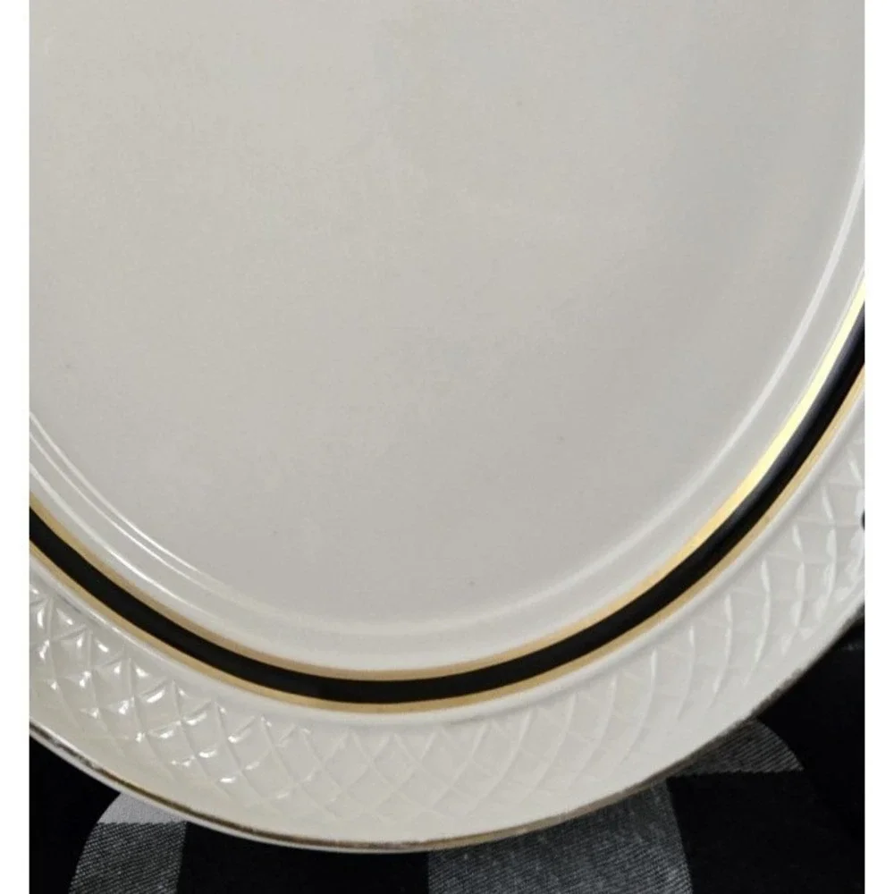 Homer Laughlin China Gothic Large Oval Serving Platter Raised Weave Trim